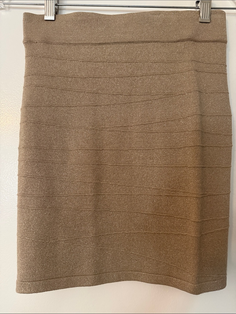 Arden B Tan Ribbed Knit Mini Pencil Skirt